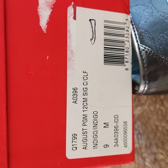 NWT IOB Coach August PGM Signature Indigo Metallic Ballet Flats - Picture 14 of 16